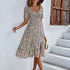 Bohemia Print Dress Women New Summer Midi Dress Puff Sleeve
